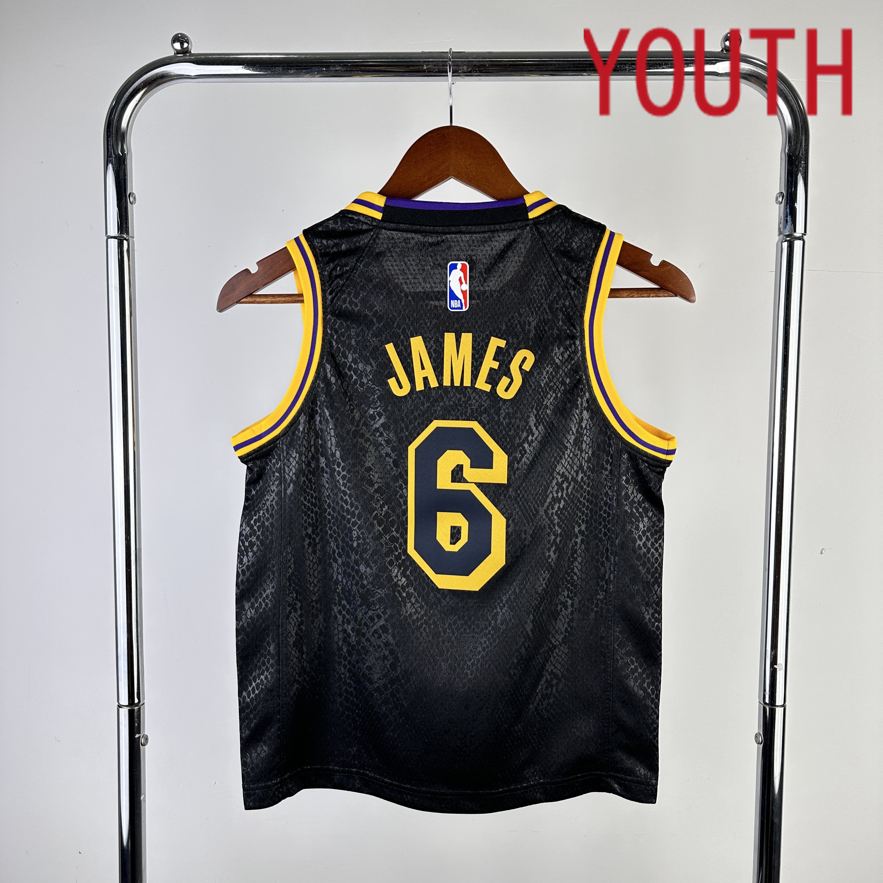 Youth Los Angeles Lakers 6 James Stitched Black Nike NBA 2024 Jersey
